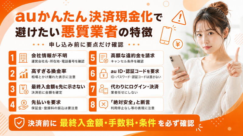 auかんたん決済現金化における悪質業者の特徴