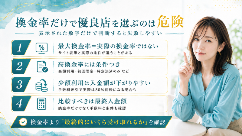 換金率だけでクレジットカード優良店を選ぶのは危険