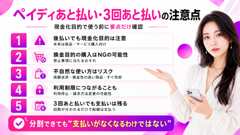 ペイディ現金化であと払いを利用するときの注意点