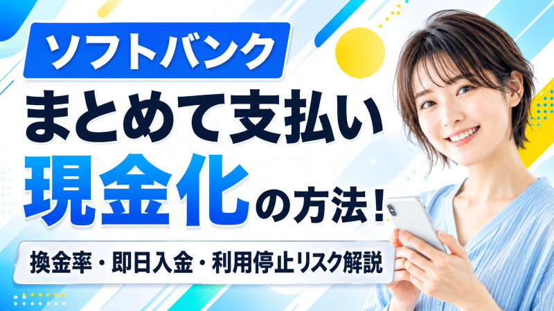ソフトバンクまとめて支払い現金化の方法！換金率・即日入金・利用停止リスク解説