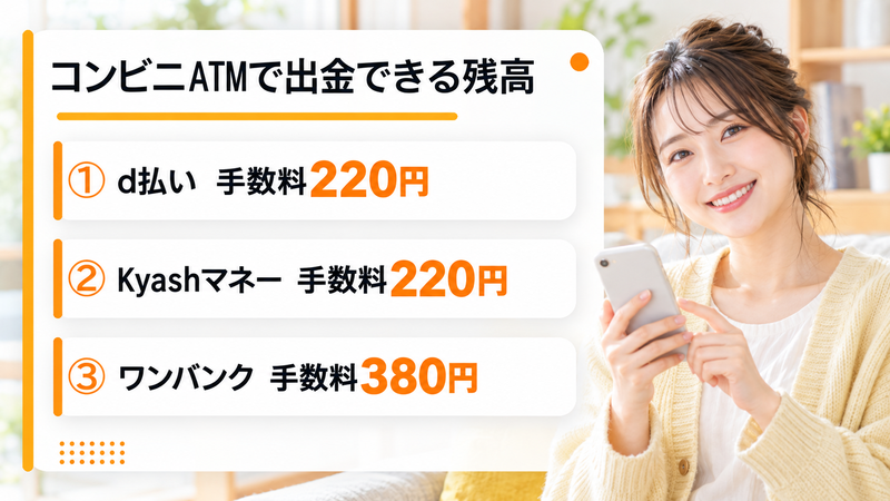 コンビニATMで出金できる残高