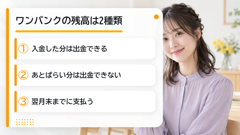 ワンバンク b43の後払い現金化と出金できる残高・できない残高