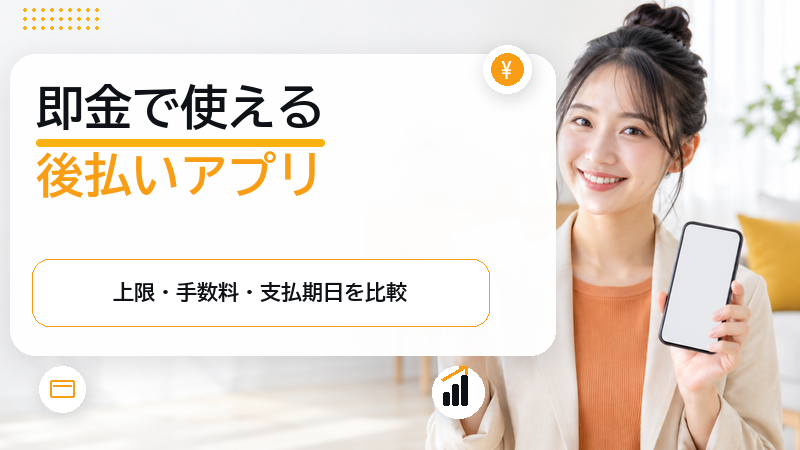 即金アプリの後払いは今日使える?8つの上限・手数料・期日を比較