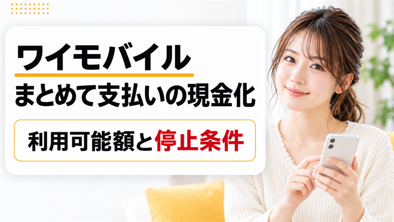 ワイモバイルまとめて支払いの現金化は?利用可能額と規約の停止条件を確認